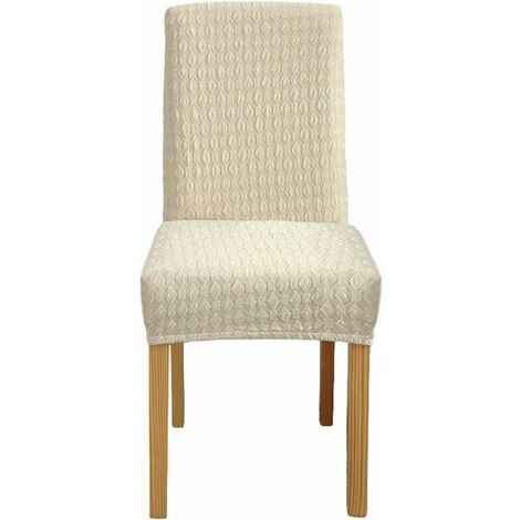 Thick Stretch Chair Cover Knitted Jacquard Dining Chair Cover Multifunctional All-Inclusive Dining Chair Cover Modern Minimalist Chair Protective Cover Suitable For Hotel Venue Wedding Sceneㄗ1pack,Bei
