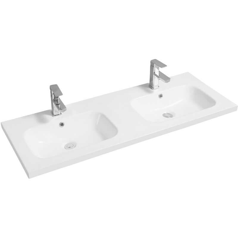 Mid-Edge 5414 Ceramic 121cm Double Inset Basin with Oval Bowl - size - color