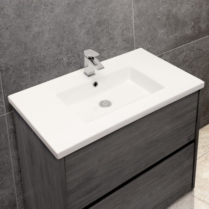 Mid-Edge 5012 Ceramic 81cm Inset Basin with Rectangular Bowl - size - color