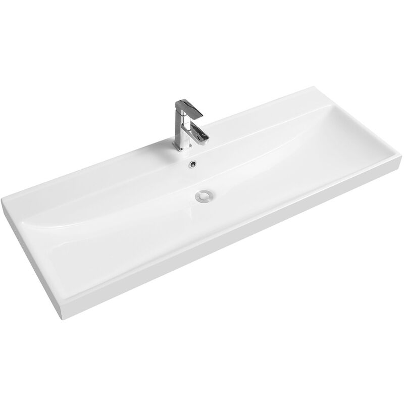Thick-Edge 5409 Ceramic 120.5cm Inset Basin with Scooped Full Bowl - size - color