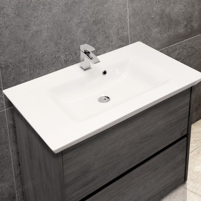 Flared Mid-Edge 5097 Ceramic 86cm Inset Basin with Flared Wide Bowl