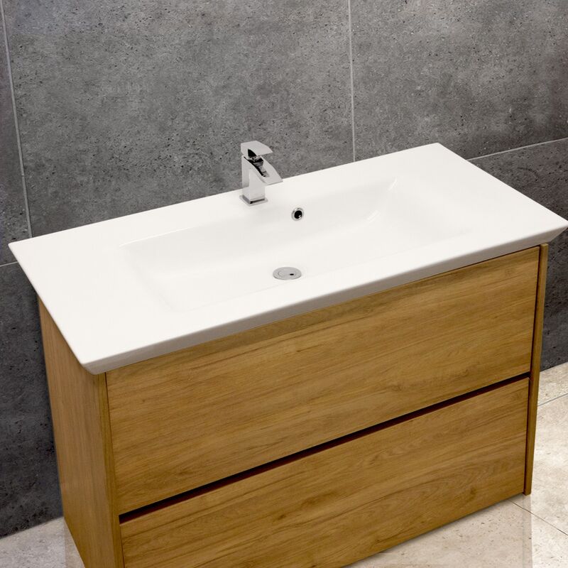 Flared Mid-Edge 5097 Ceramic 106cm Inset Basin with Flared Wide Bowl