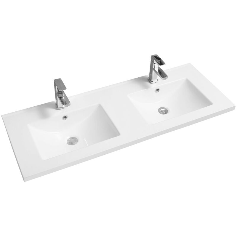 Mid-Edge 5001 Ceramic 121cm Double Inset Basin with Scooped Bowl - size - color