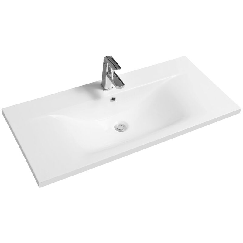 Thin-Edge 5089 Ceramic 101cm Inset Basin with Dipped Bowl - size - color