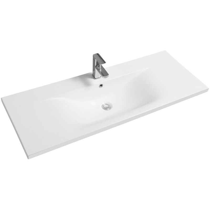 Thin-Edge 5089 Ceramic 121cm Inset Basin with Dipped Bowl - size - color