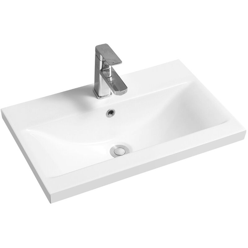 5004 Ceramic 61cm Mid-Edge Inset Basin with Dipped Bowl - size - color