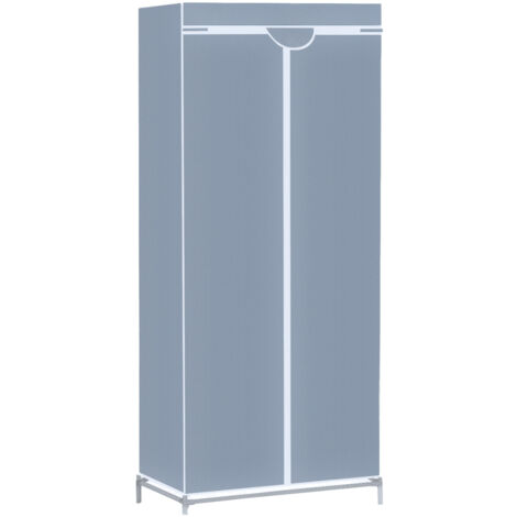 Thinia Home - Armario Ropero de Tela con Cremallera Gris y Blanco , Armario Ropero Pequeño y Resistente 70x45x155 cm y 10 Kg Carga , Armario de Tela Desmontable para Dormitorio, Vestidor o Trastero
