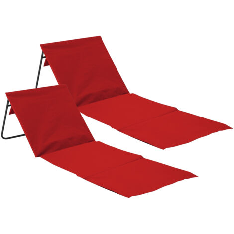 THINIA HOME - Esterilla Plegable de Playa Acolchada con Respaldo, Acero y Tela Oxford, Impermeable, Secado Rápido, Diseño Portátil, Bolsillo Trasero, Asa de Transporte, Varios Colores, Pack 2