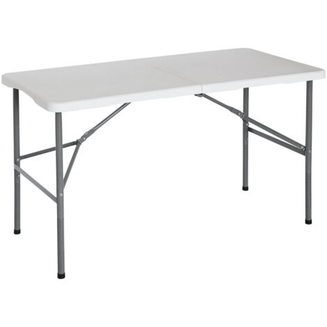 THINIA HOME - Mesa Plegable 122cm, Diseño Portátil para Camping, Blanco
