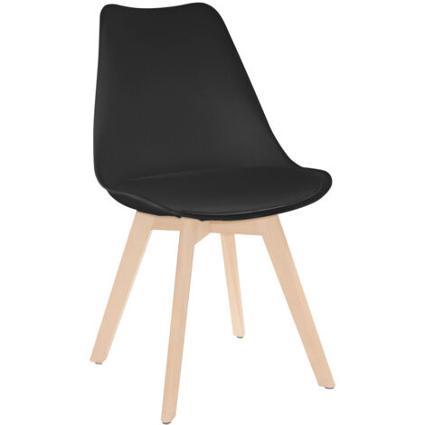 Thinia Home - Silla de Comedor Nórdica Daria, Polipropileno/Madera, Hogar, Salón, Cocina, Asiento Acolchado, Diseño Escandinavo, Estilo Moderno, 48x55x83cm (largo x ancho x alto), Variedad de Colores