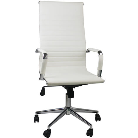 Thinia Home - Silla de Escritorio Elegance, Acero/Tapizada Cuero, Oficina, Despacho, Estudio, Diseño Ergonómico, Altura Ajustable, 5 Ruedas, Giratoria 360º, 60x(57x89)x(105-116)cm, Varios Colores