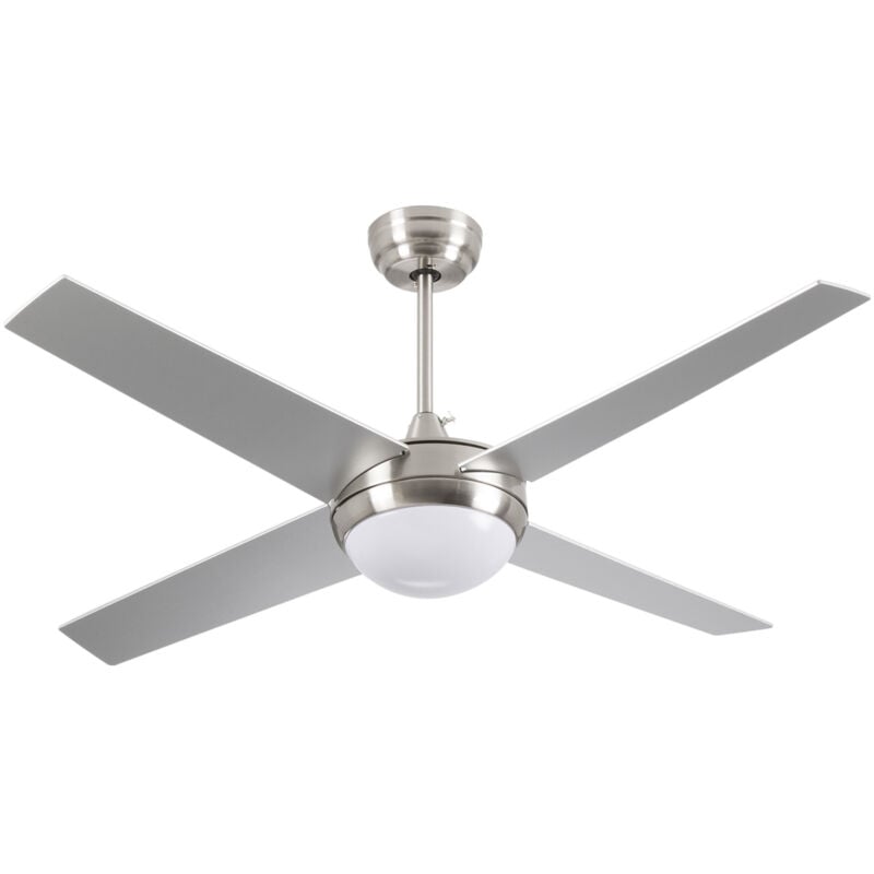 Thinia Home - Ventilateur de plafond Silver Montana 4 pales 56W 6 vitesses avec lumière