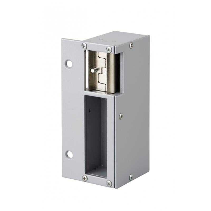 Gâche électrique pour serrure verticale en applique, réversible, 12V, compatible extérieur, gris