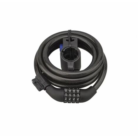 THIRARD - Antivol à combinaison Twisty, 4 chiffres, câble acier, vélo, 10mmx1.8m, noir - THIRARD
