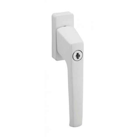 Thirard – Béquille à clé pour fenêtre en aluminium laqué blanc – Actionnement à 90° – Cylindre de condamnation intégré – Vis de fixation invisibles