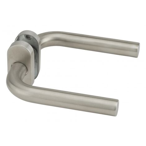 Thirard – Paire de béquilles pour porte – Carré 7mm – Rosace ovale – Inox 304 – Épaisseur jusqu'à 45mm – Installation facile avec vis fournies
