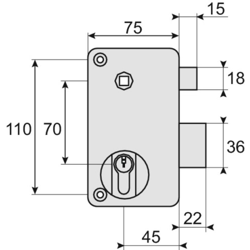 Serrure en applique verticale à fouillot - Pêne dormant et demi-tour a cylindre européen - Optimum main gauche poussant Thirard