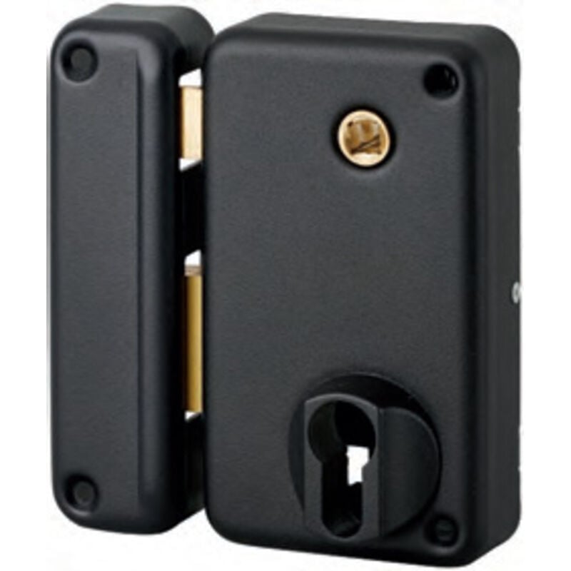 Boitier de serrure verticale en applique double entrée à fouillot pour entrée, gauche, axe 45mm, 75x130mm, noir