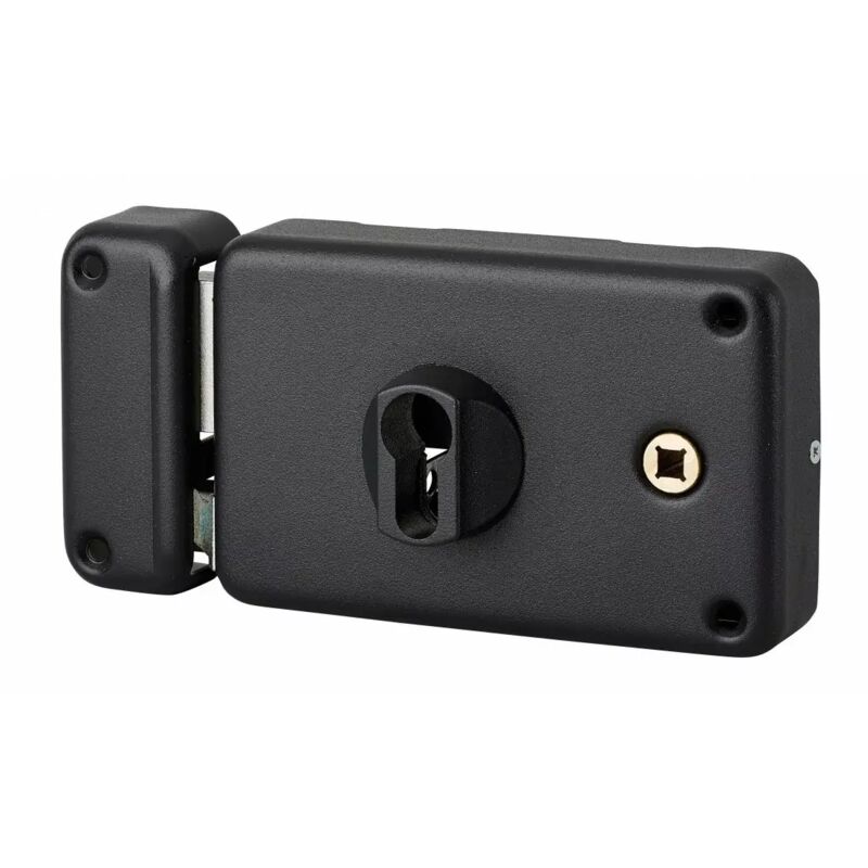 Boitier de serrure horizontale en applique double entrée pour entrée, gauche poussant, axe 60mm, 140x88mm, noir