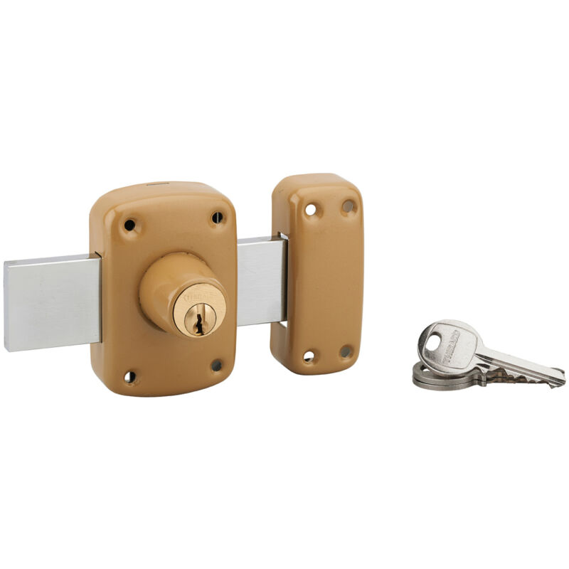 Verrou double entrée Corvette pour porte de garage, cylindre 30mm, pêne 160mm, acier, 3 clés, époxy bronze