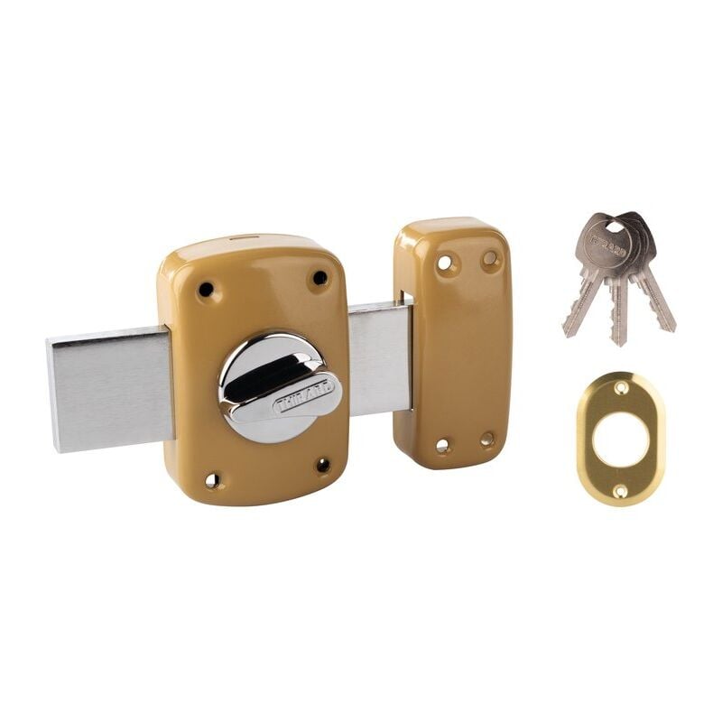 Verrou à bouton Corvette pour porte de garage, cylindre 30mm, pêne 160mm, acier, 3 clés, époxy bronze