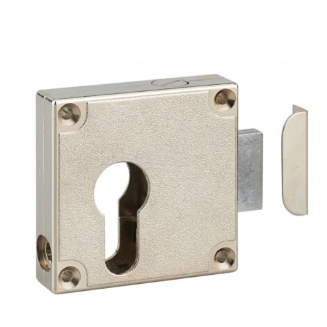 THIRARD - Boitier de serrure de meuble Universel en applique pour porte d'ameublement, axe 21.5mm, 50x60mm, nickelé - THIRARD