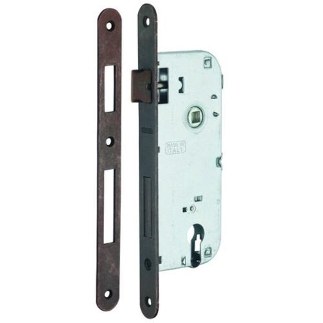 THIRARD - Boitier de serrure encastrable à cylindre pour porte d'entrée, axe 50mm, entraxe 90mm, bouts ronds, bronze - THIRARD