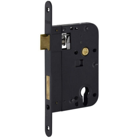 Thirard – Serrure monopoint à encastrer 60mm – Pêne dormant en laiton – Finition noire époxy – Pour portes d'entrée en bois dur