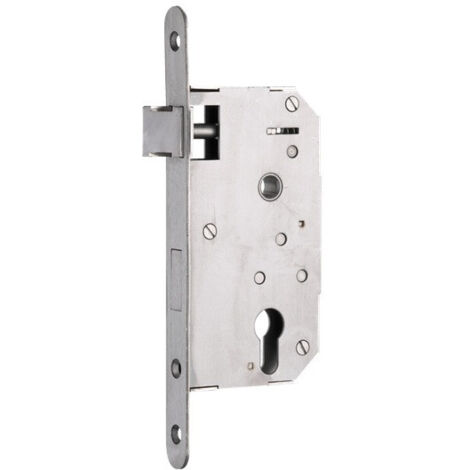 Thirard – Boîtier de serrure encastrable à cylindre pour porte d'entrée droite – Axe 50mm – Inox – Mécanisme à 1 tour – Gâche plate inox