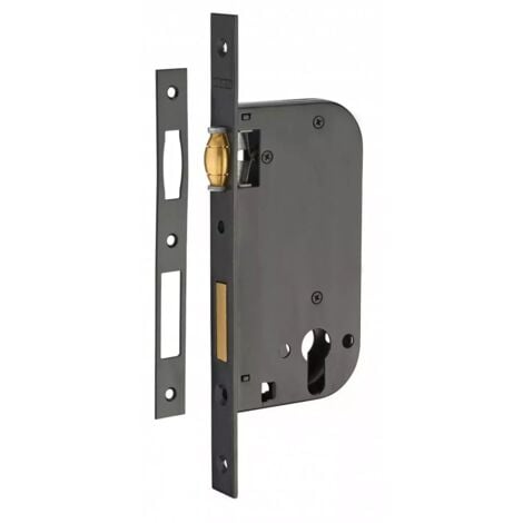 THIRARD - Boitier de serrure encastrable à rouleau pour porte d'entrée, axe 50mm, bouts carrés, noir - THIRARD