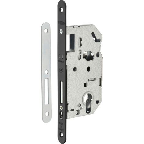 THIRARD - Boitier de serrure encastrable Unimax NF à cylindre pour entrée, pêne dorm. seul, axe 50mm, bouts ronds, noir - THIRARD