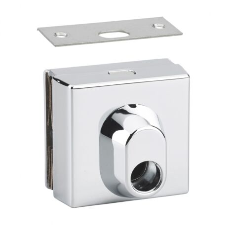 THIRARD - Boitier de verrou cavalier en applique à double entrée pour porte en verre, réversible, 77x72mm, chromé - THIRARD
