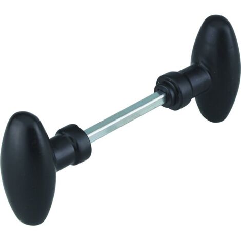 Thirard – Bouton double ovale carré 6x90mm – Finition noir – Matériau alliage avec carré en acier – Pour portes jusqu'à 70mm d'épaisseur