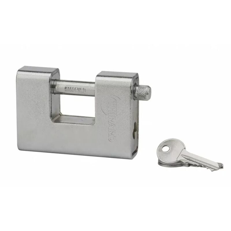 Cadenas à clé prisonnière Land Blindé, acier, extérieur, anse acier, 90mm, 3 clés