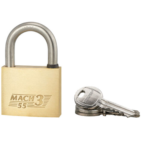 THIRARD - Cadenas à clé Mach 3, laiton, extérieur, anse acier, 55mm, 2 clés - THIRARD