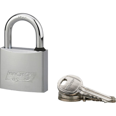 THIRARD - Cadenas à clé Mach 3, laiton nickelé, extérieur, anse inox, 45mm, 2 clés - THIRARD