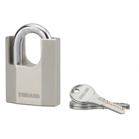 THIRARD - Cadenas à clé Octo-P, acier, chantier, anse protégée acier, 60mm, 3 clés - THIRARD