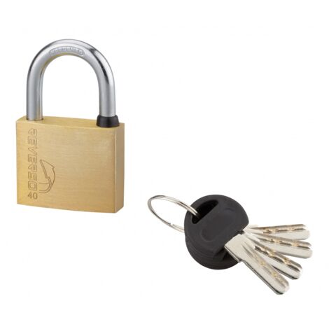 THIRARD - Cadenas à clé Reverso, laiton, extérieur, anse acier, 40mm, 4 clés - THIRARD