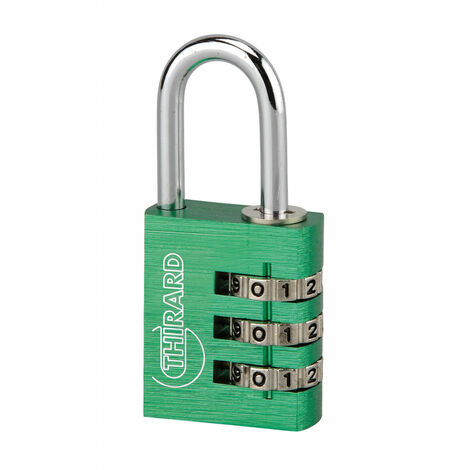 THIRARD - Cadenas à code Maxium Color Vert, intérieur, aluminium, 30mm - THIRARD