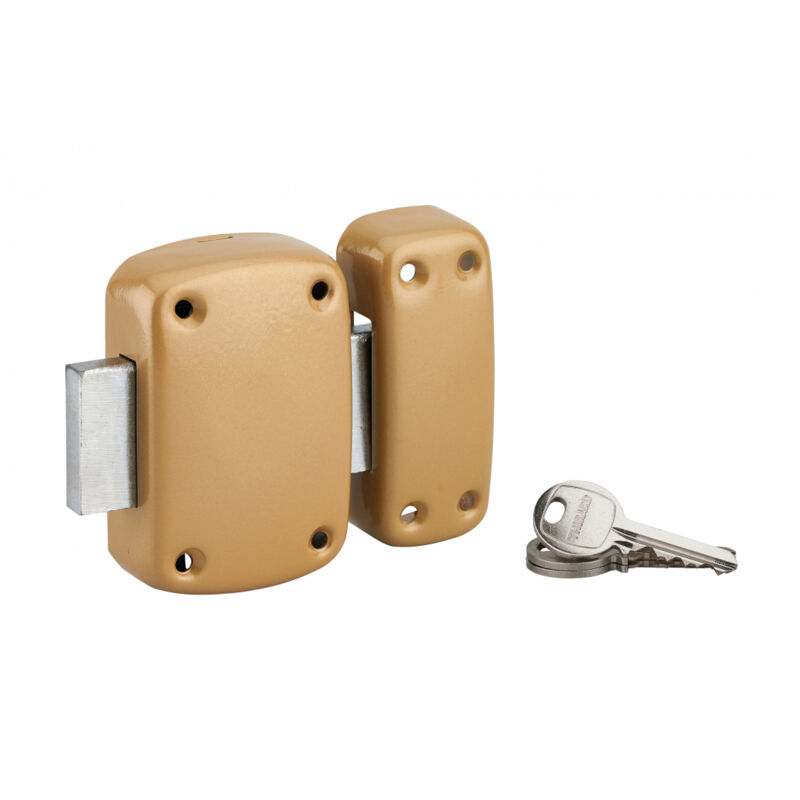 Verrou sans bouton Capital, pour porte de cave, cylindre 40mm, acier, 3 clés, époxy bronze