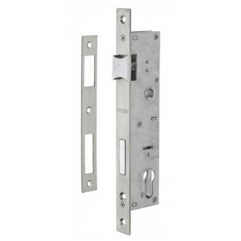 Thirard – Coffre de serrure encastrable à cylindre 30mm – Têtière inox – Pêne en alliage nickelé – Dimensions 45 x 194 mm – Pour menuiserie métallique