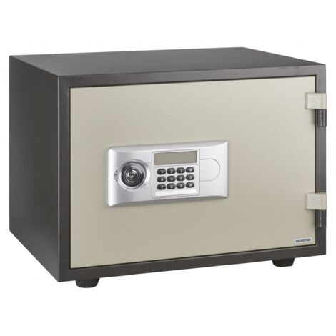 Thirard – Coffre-fort ignifugé à poser Vauban – Fermeture électronique à code – 2 pênes en acier chromé – Volume 19L – Alarme intégrée