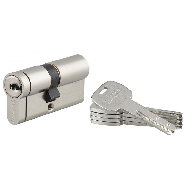 Cylindre de serrure double entrée Transit 2, 35x30mm, nickel, anti-perçage, anti-crochetage , 5 clés