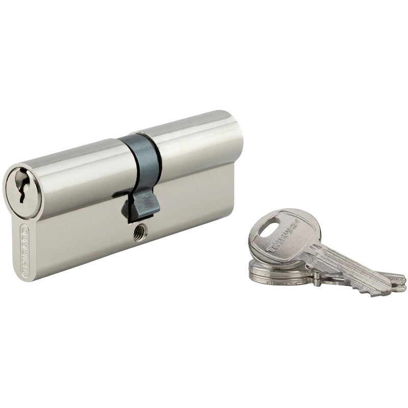 Cylindre de serrure double entrée HG5, anti-arrachement, 40x40mm, nickelé, 3 clés