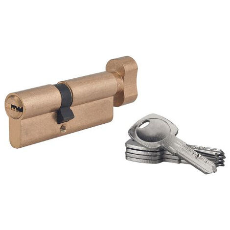 Thirard – Cylindre de serrure à bouton 5G 45B x 35mm – Laiton anti-arrachement – 5 clés plates réversibles – 6 goupilles pour sécurité renforcée