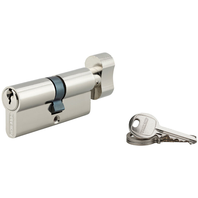 Cylindre de serrure à bouton, 35Bx25mm, anti-arrachement, nickel, 3 clés