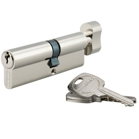 Thirard – Cylindre de serrure à bouton STD 40Bx50mm – Protection anti-arrachement – 3 clés – 5 goupilles – Finition nickelée