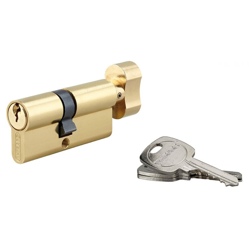 Thirard - Cylindre de serrure à bouton std unikey (achetez-en plusieurs, ouvrez avec la même clé), 40Bx30mm, 3 clés, laiton