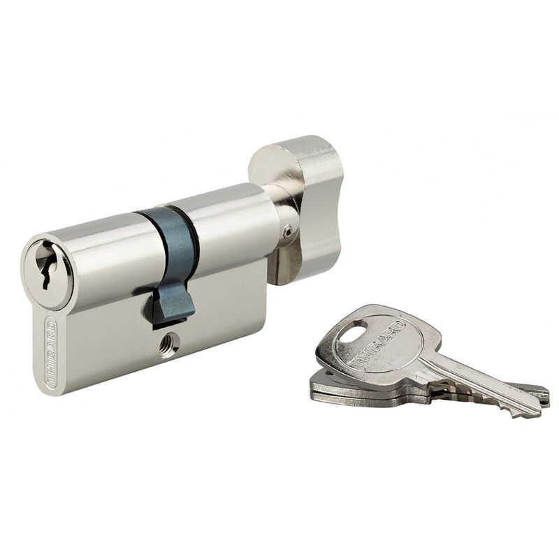 Cylindre de serrure à bouton STD, UNIKEY (achetez-en plusieurs, ouvrez avec la même clé),30Bx30mm, 3 clés, nickelé