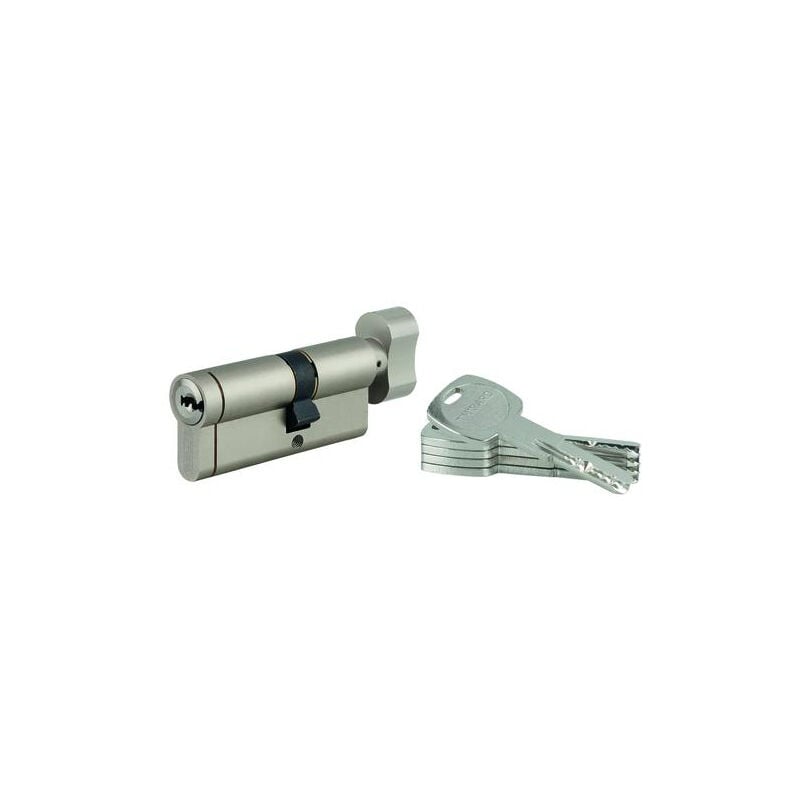 Cylindre à bouton Transit 1 unikey (achetez-en plusieurs, ouvrez avec la même clé), 30Bx40mm, 5 clés, nickelé
